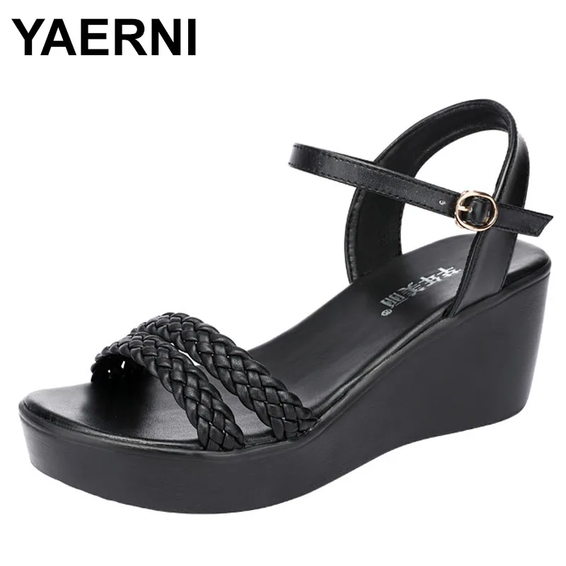 

Fashion Open Toe Weave Women'S Heel Summer 2024 Shoes Female Wedge Heel Woman Sandals Platform