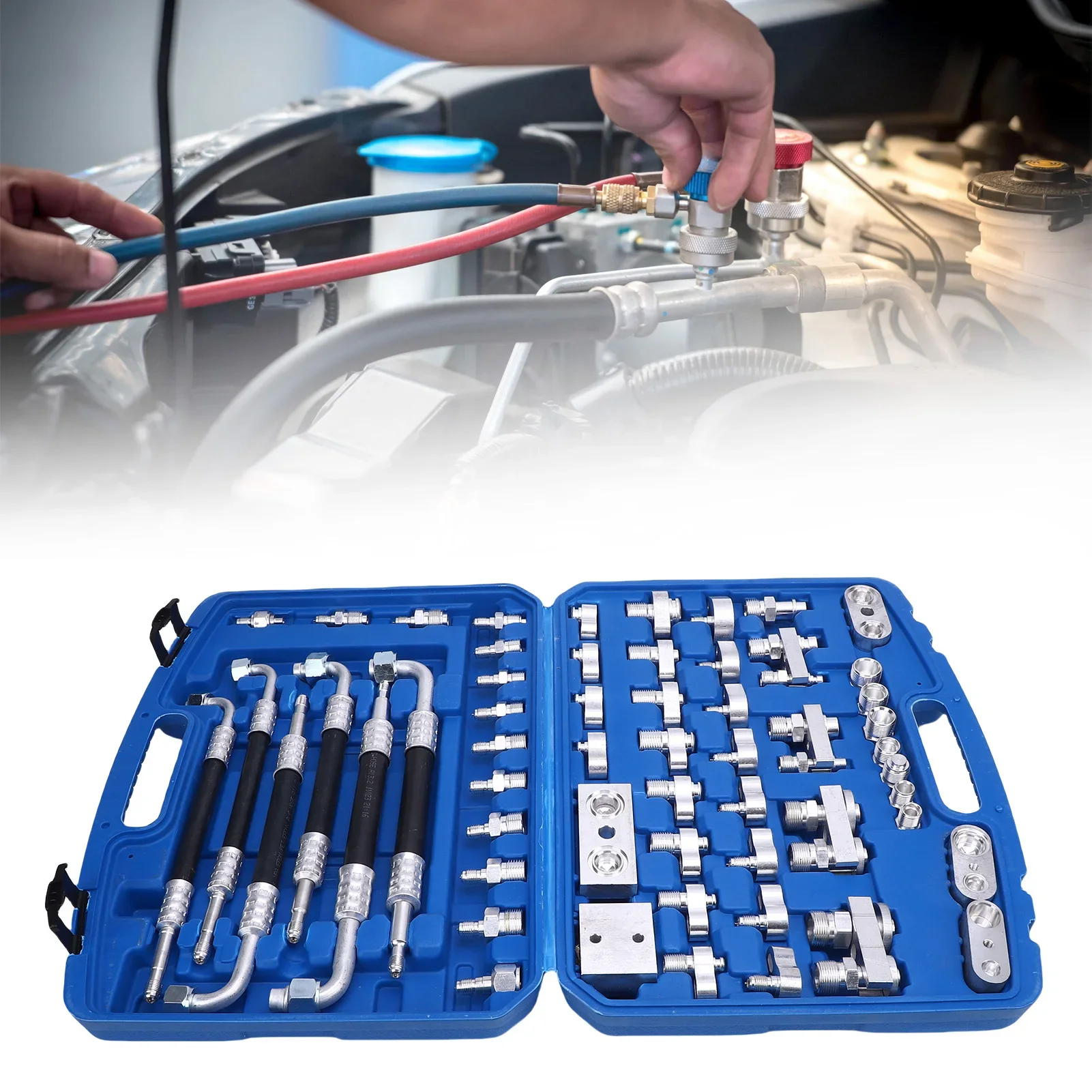 NF Air Conditioner Leak Detection Tool Repair Kit for Car Truck Auto AC 56pcs/Set Automotive Air Conditioning Leak Test Kit Bras