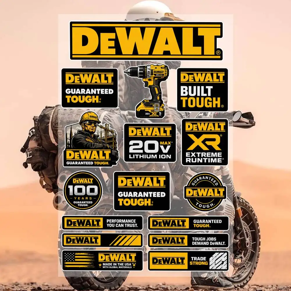 DEWALT  Decal Set High Quality Printed and Cut Stickers Motorcycle Sticker