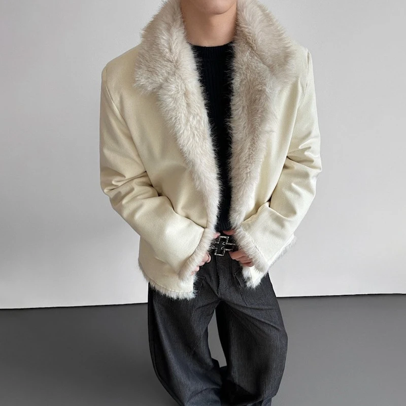 LUZHEN 2025 hiver nouveau haute qualité fausse fourrure Patchwork cou rembourré manteau hommes beau couleur unie élégant Parka vêtements JY5411