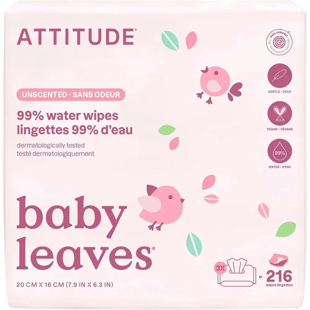 

Travel-Sized Unscented Water Wipes, Verified Safe, Vegan, Dermatologically Tested, 72 Count (3 Packs)