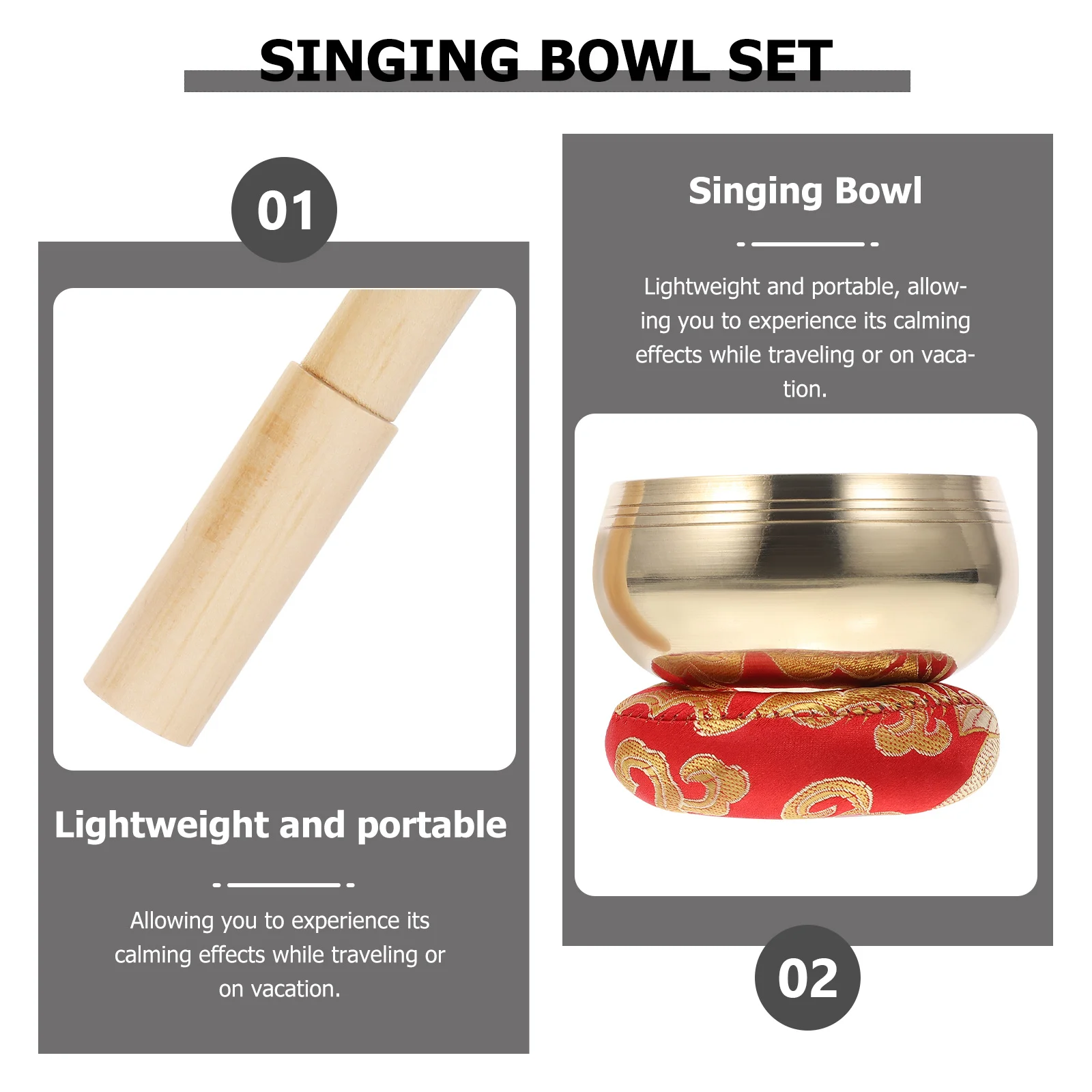 

1Set Meditation Singing Bowl Set Nepal Style Buddhist Bowl for Relaxation Healing Yoga Home Decoration Meditation Tool