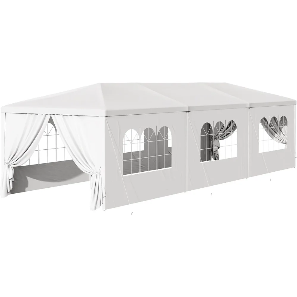 خيمة للحفلات الخارجية مقاس 10 × 30 خيام بيضاء للحفلات، خيام مناسبات كبيرة للحفلات المظلة مع 8 جدران جانبية قابلة للإزالة #6