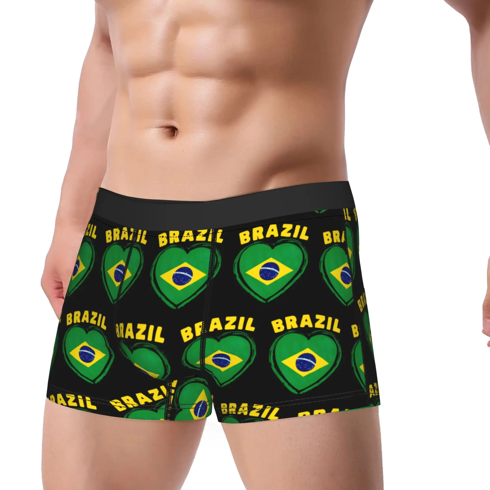 Brazil Flag Underwear  Breathable Underpants Custom DIY Shorts Briefs For Men Pouch Oversize Trunk