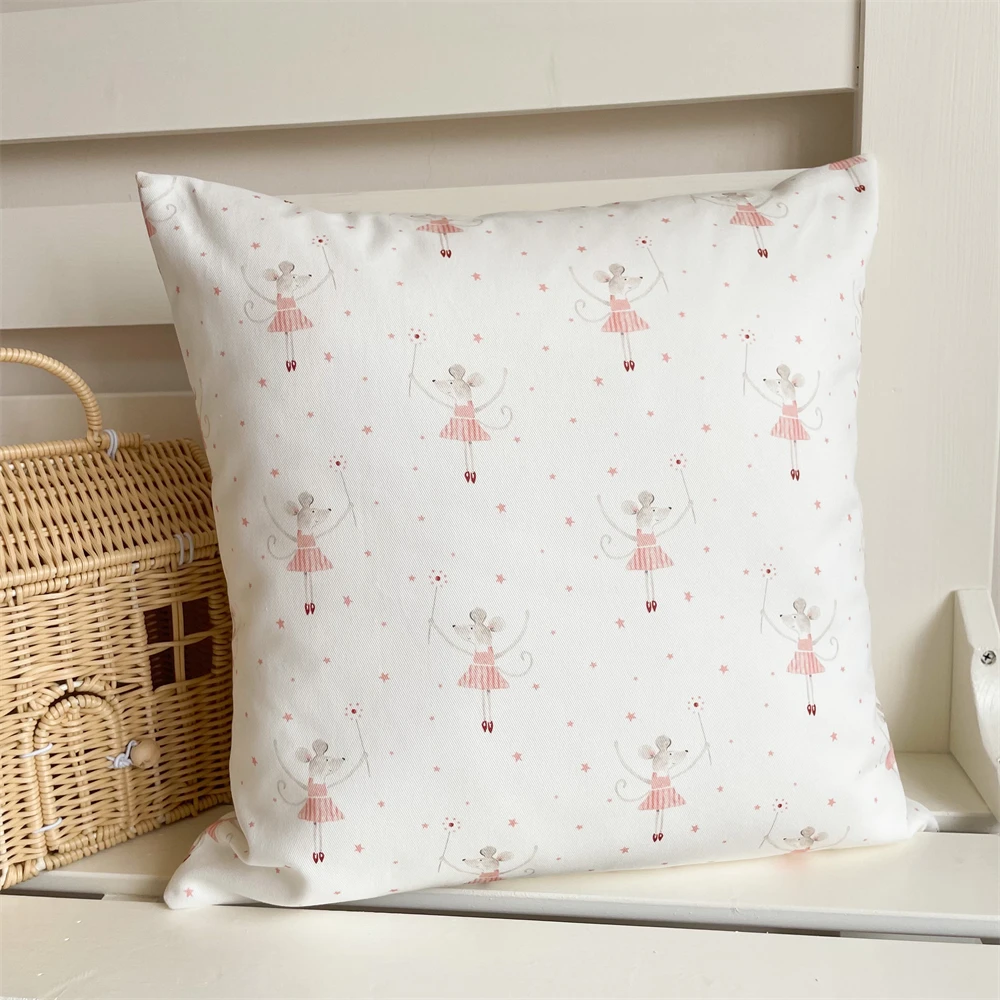 Home Decoration Bedroom Pillow Cartoon Ballet Cute Mouse Pattern Pillow Cushion Bed Sofa Car Children's Room Pillowcase