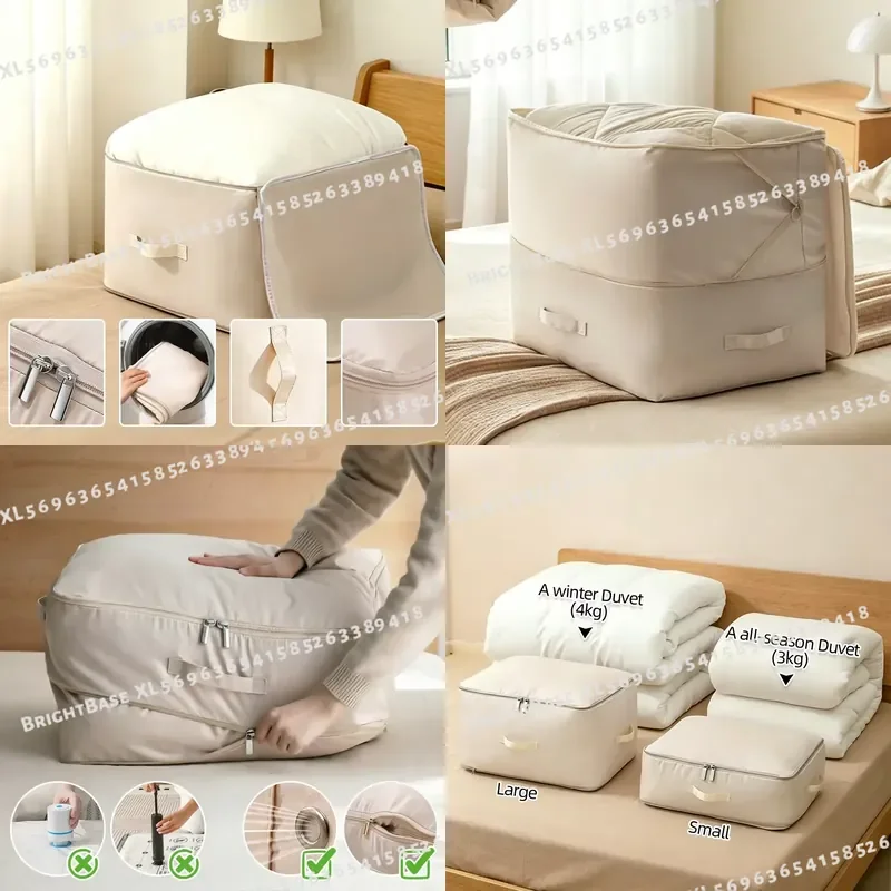 Large Self Compression Storage Bag for Comforter Duvet Blanket Coat Clothes Closet Sack Home Travel Organizer Wardrobe Space