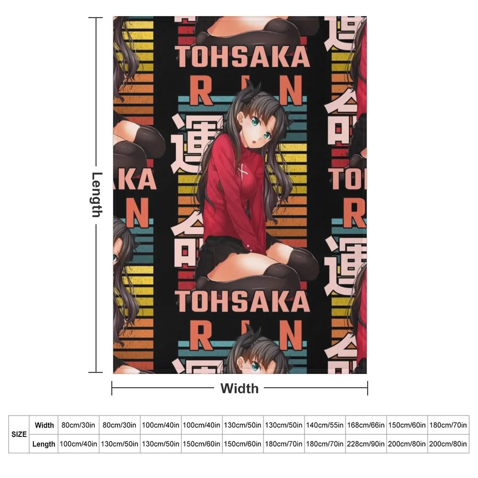 Rin Tohsaka Fate/Zero Retro Anime Design Throw Blanket