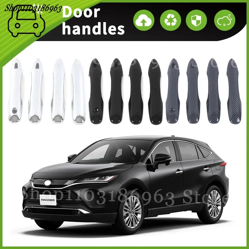 For Toyota Harrier 2022-2024  Gloss Black Chrome Car Door Handle Cover Trim Styling Accessories Car Stickers Auto Accessories