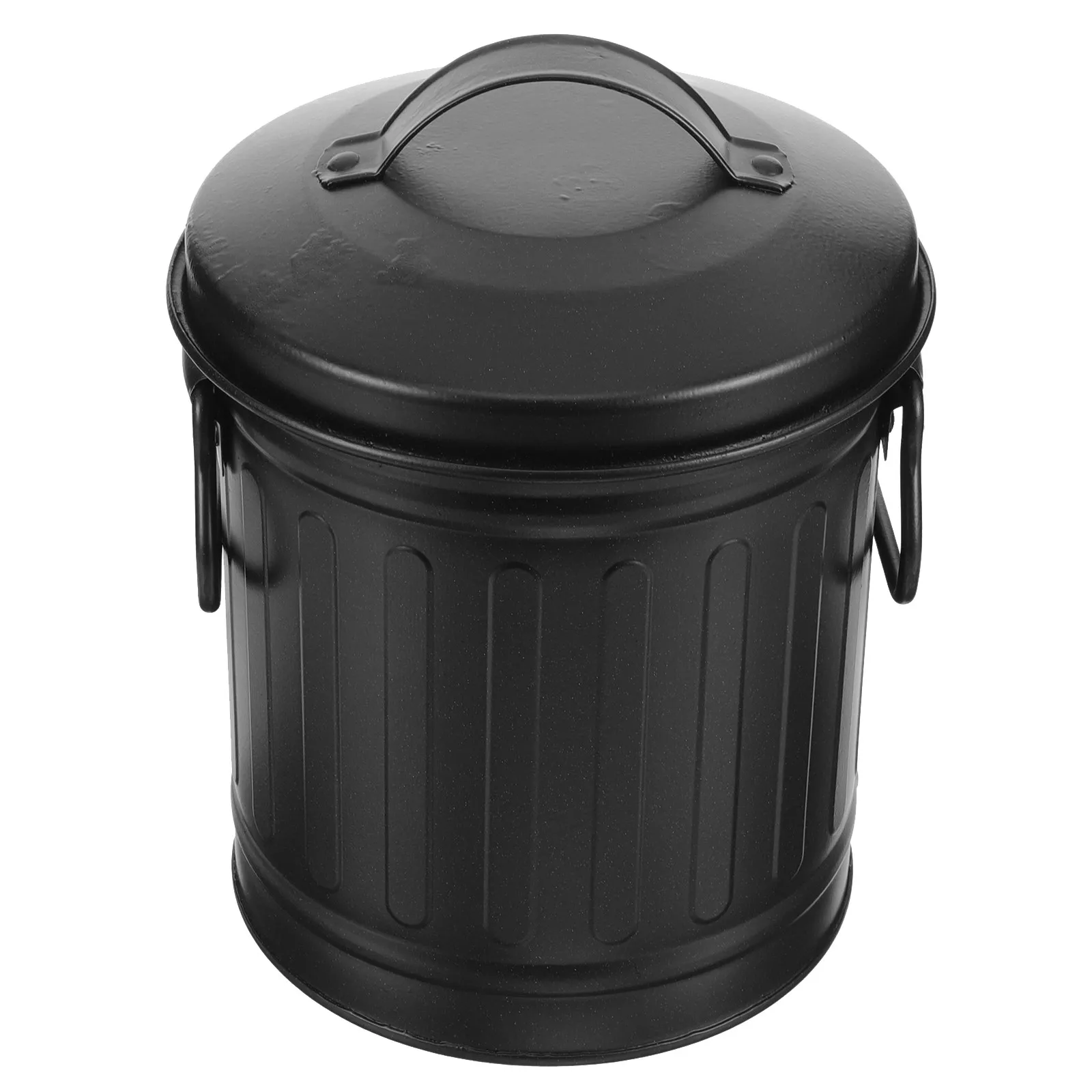 Desktop Trash Bin Iron Bucket Shaped Garbage Can Small Stylish Bedside Rubbish Bin Office Decorative Wastebasket for Home Study
