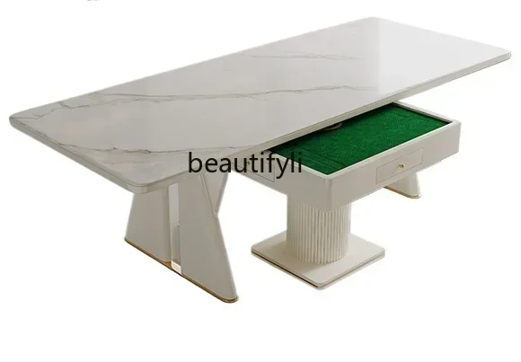 

Modern rock slab living room mahjong table dining table integrated multifunctional electric multifunctional mahjong machine