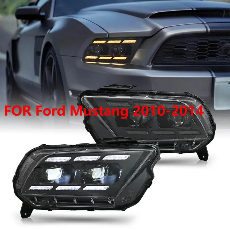 

For Ford Mustang 2010-2014 2Pcs LED Headlights with DRL Animation Front Headlamp Assembly