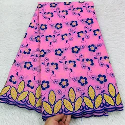 5 yard high quality Dry lace fabric heavy beaded Embroidery African 100% cotton Swiss voile lace popular Dubai style 29L281402