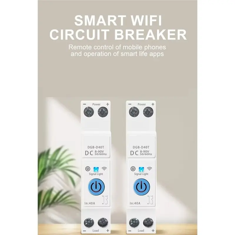 PORK-Tuya Wifi Circuit Breaker 8-90VDC For Smart Home Real-Time Monitoring No Metering No Voltage Current Protection DIN Rail