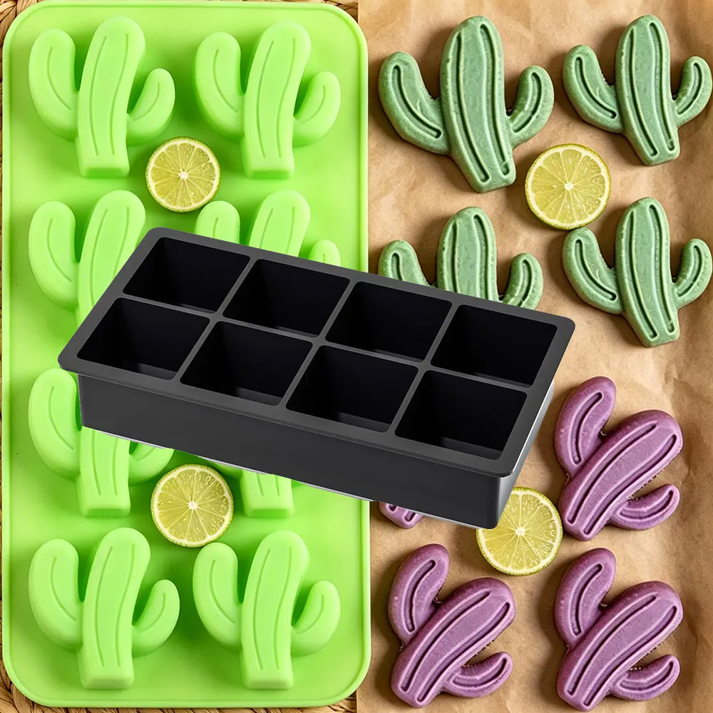 Moldes de Silicona de Cactus para Fondant, Moldes de Pastel Hawaiano con Forma de Cactus para Hacer Dulces de Azúcar, Chocolate, Pasta de Goma, Suministros de Decoración para Pasteles