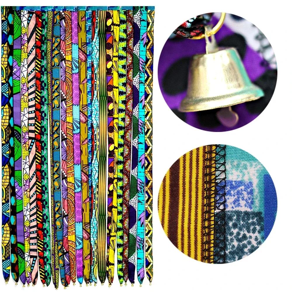 African Print Multicolored Traditional Door Curtain for Living Room with Bells Christmas Gifts Home Decorations WYB707