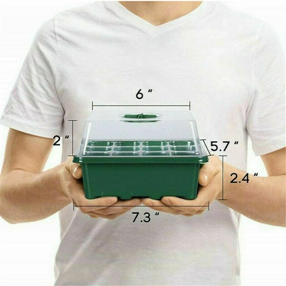 12 Seed Trays Set Rectangle Deep Root Grow  Box Indoor Outdoor Cell Seedling Starter Tray Plant Pots For Bonsai Flowers Herbs