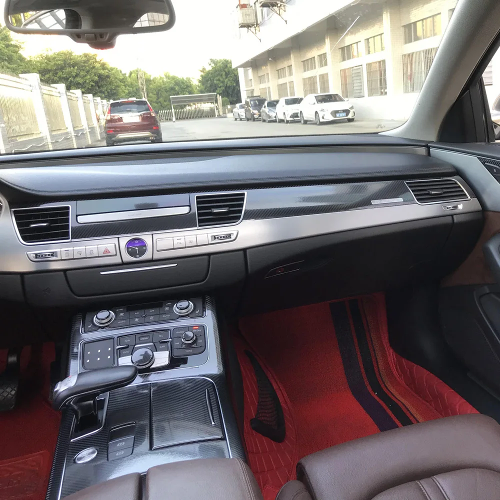 For Audi A8 D4 2011-2017 InteriorCentralControl Panel Door Handle Carbon Fiber Sticker Decals Car styling Accessorie