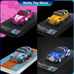 TPC 1:64 RWB TIME MICRO&MOREART MINI Pink Painting Alloy Car Model HelloKitty Beetle For Collection & Display & Gift