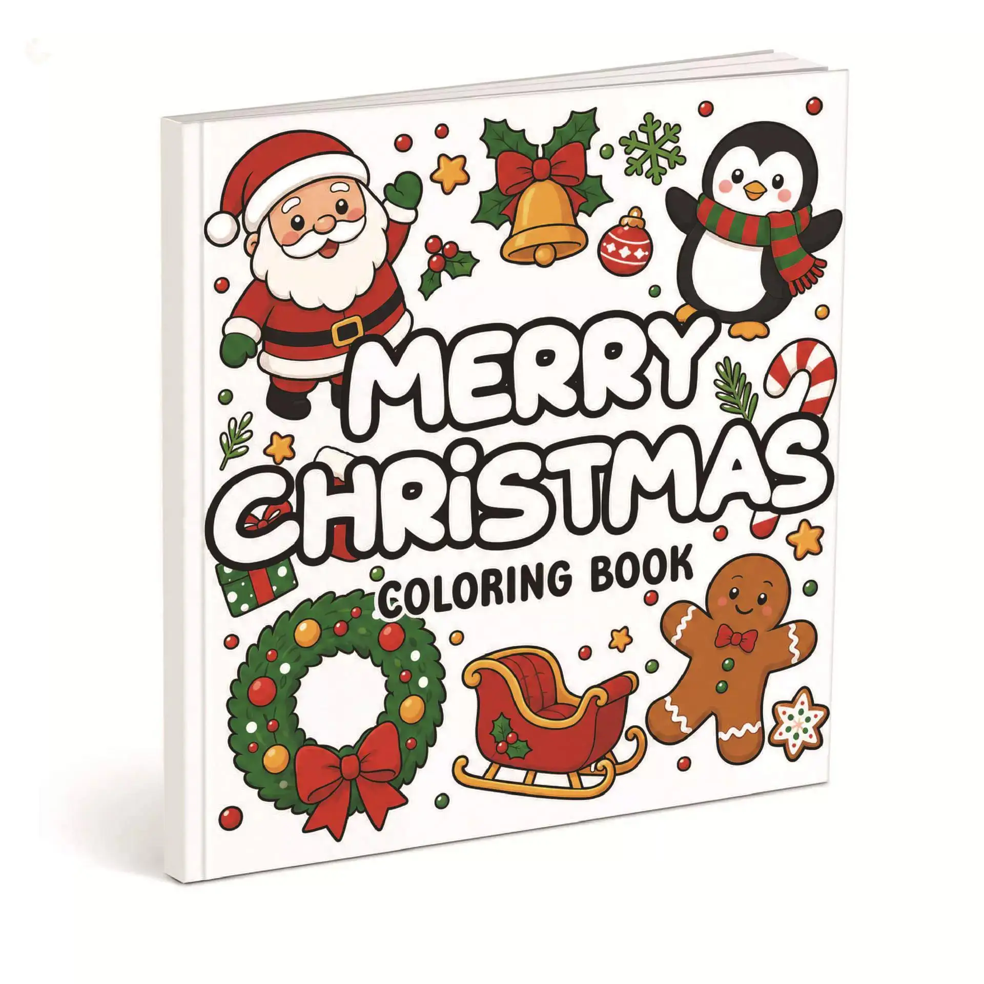 Christmas Coloring Book for Kids, Bold & Easy Xmas Santa Snowman Animal Pages, Winter Holiday Kids Activity