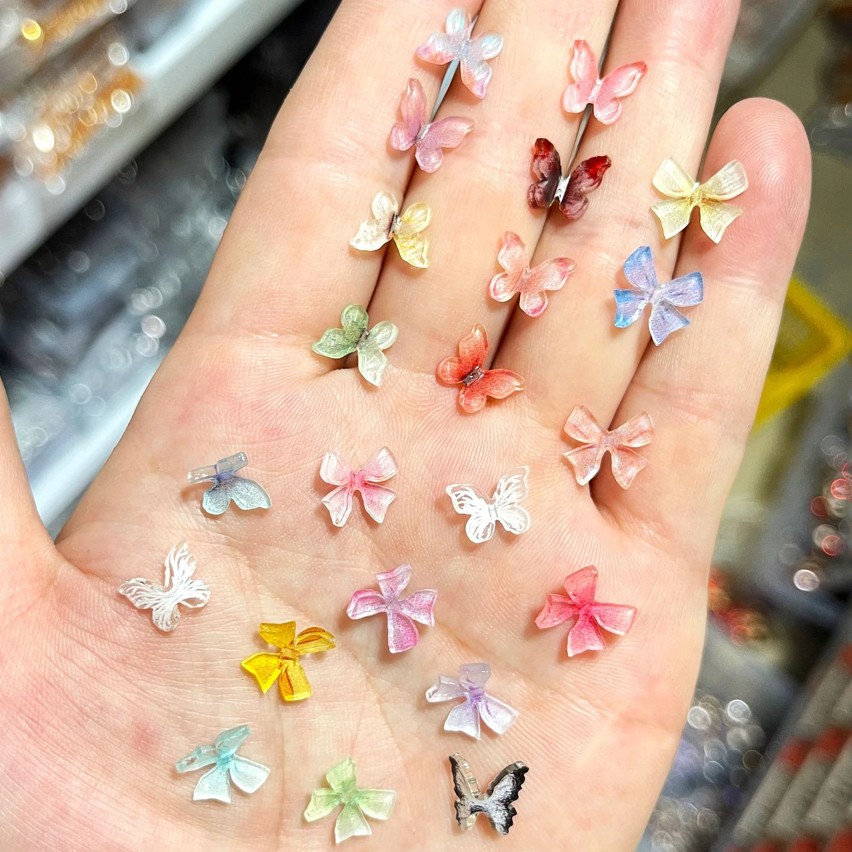 New Fashions 20PCS 3D Resin Bow Nail Art Charms Butterfly Bowknot Bowtie Ornament Jewelry Manicure Nails Decoration Accessories