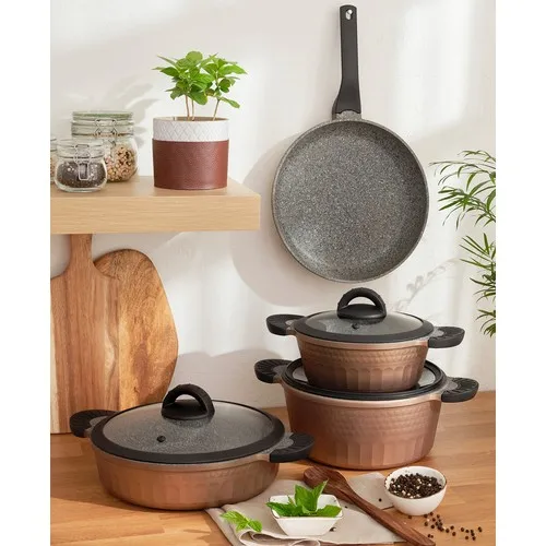 2021 new Diamante 7 Piece Granite Cookware Set Cinnamon