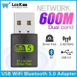 600 MBit/s USB-WLAN-Bluetooth-Adapter 2 in 1 Dongle Dualband 2,4g & 5GHz USB-WLAN 5 Netzwerk Wireless Bluetooth-Adapter WLAN-Empfänger