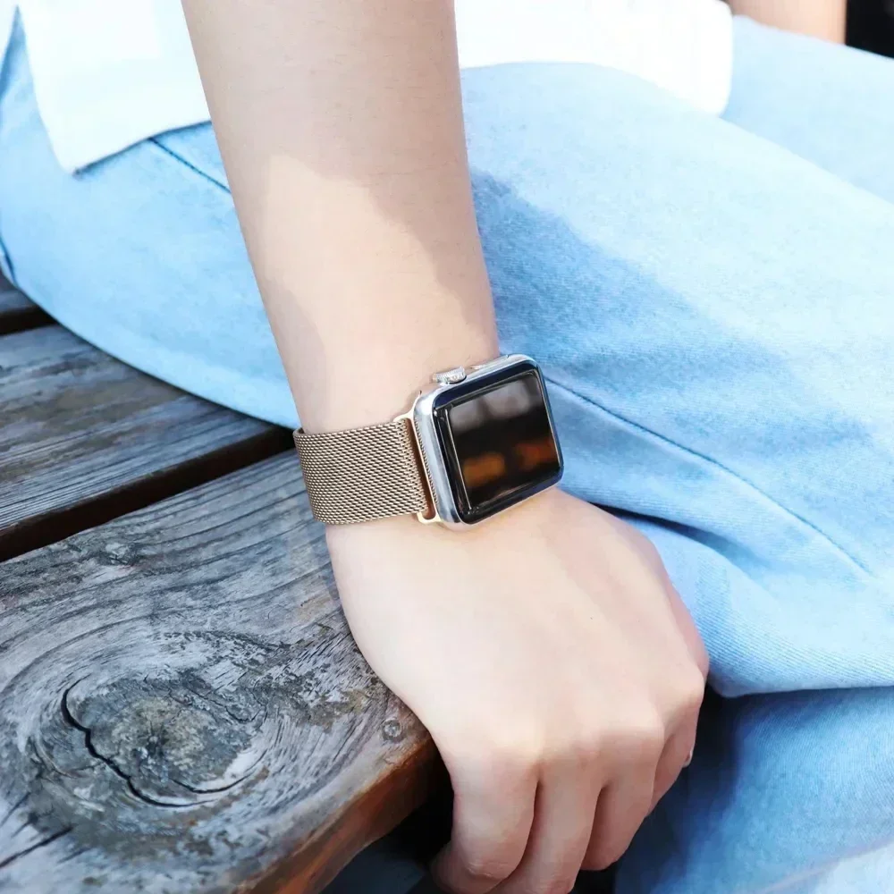 حزام معدني لساعة أبل ، كوريا ميلانيز ، سلسلة iWatch 9 ، 8 ، 7 ، SE ، 5 ، 6 ، Ultra 2 ، 44 ، 45 ، 49 ، 40 ، 41 ، 38 ، من من