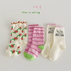 Beatufull Socks Girls Fancy Lace Flower Pattern Socks Spring Calf Length 1-12Y Girls Socks Children Cotton Socks