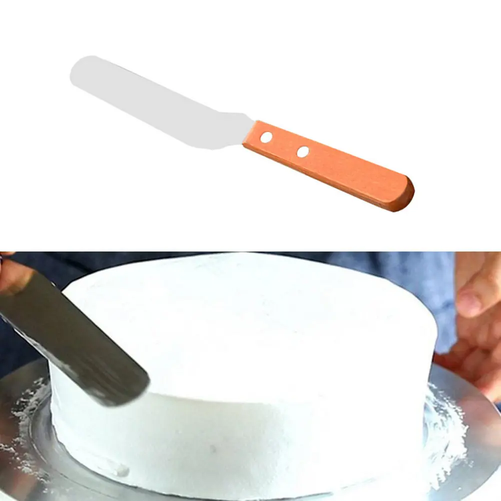 6 Inch Cake Cream Spatula Stainless Steel Red Wood Handle Butter Icing Spread Smooth Edge Pastry Decorating Tool