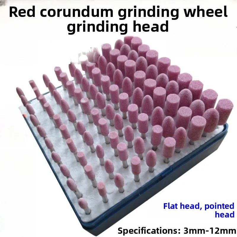 10PCS 3-12mm Pink Corundum Cylinder Mounted Grinding Bits Abrasive Polishing Stone for Rotary Tool