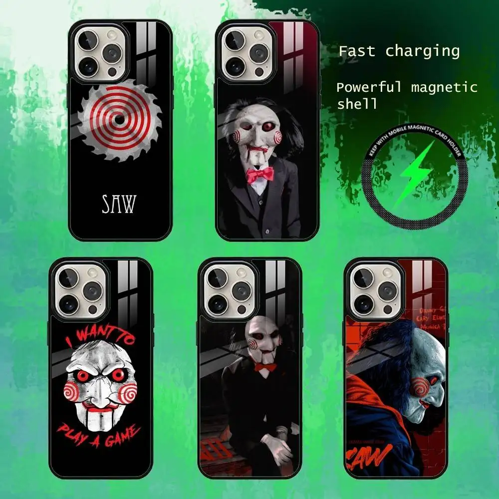 

H-Horror Movie S-Sa-w Phone Case For iPhone17,16,15,14,13 Plus,Pro Max Magnetic For Magsafe Wireless Charging