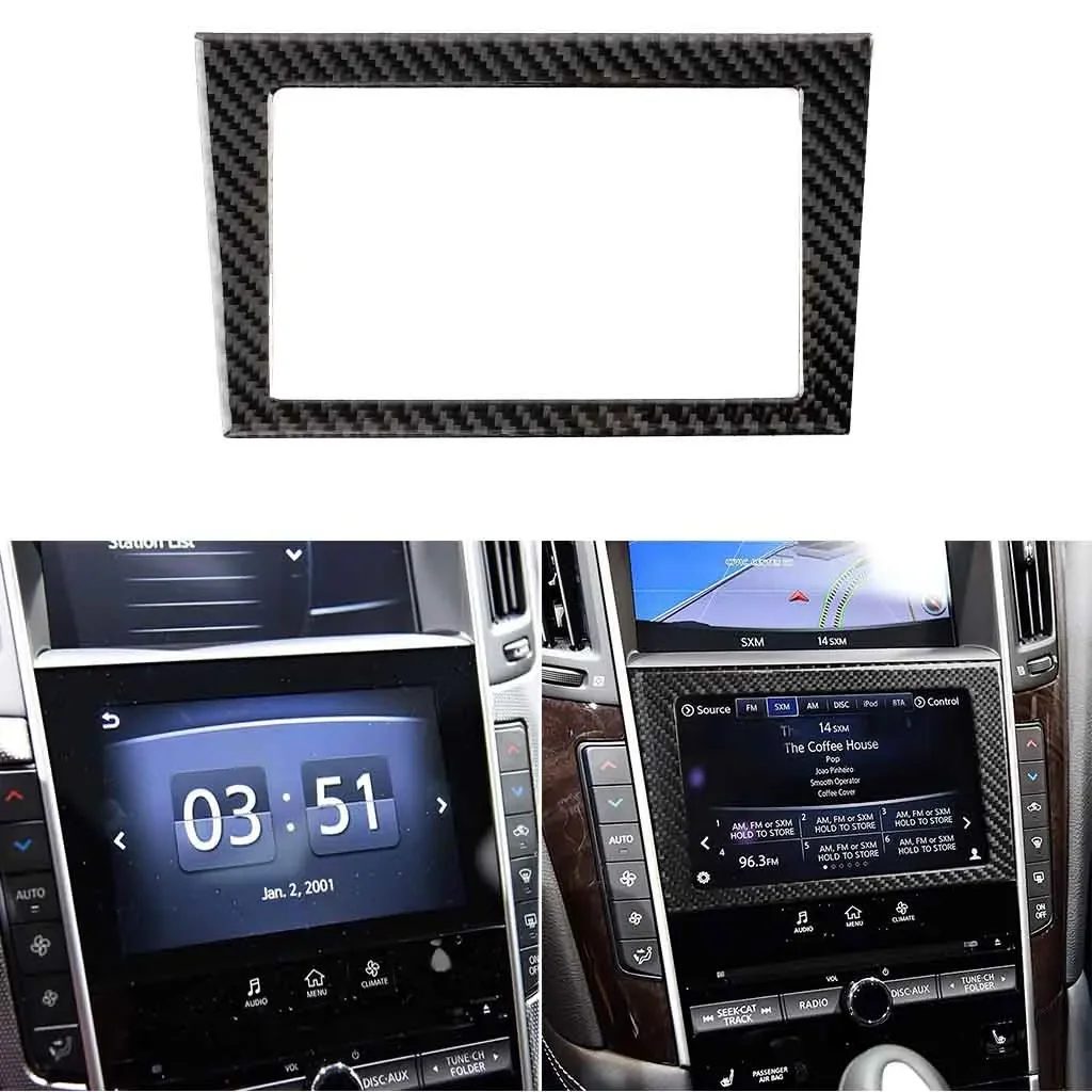 

Carbon Fiber Console GPS Navigation Frame Cover Trim Sticker For Infiniti Q50 Q60 14-19