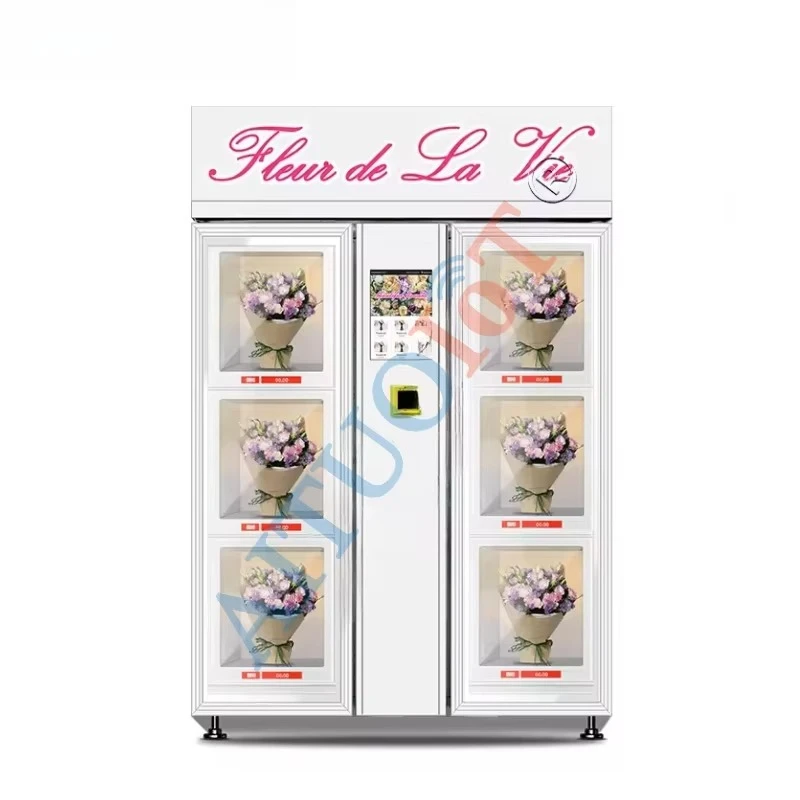 Smart Flower Vending Locker 6 Boxes Refrigerated Cooling: 5-20℃, with Humidification 10.1" Android System Flower Vending Machine