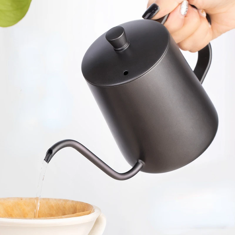 304 Stainless Steel Slender Mouth Hand Punch Hand Made Coffee Maker Household Drip Hanging Ear Wooden Handle Outdoor Coffee Pot