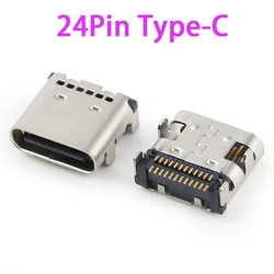 5pcs 24P USB 3.1 Type-C Connector 24 Pin Receptacle Right Angle Type C PCB SMT Dual Row Tab Female Socket Charging Jack