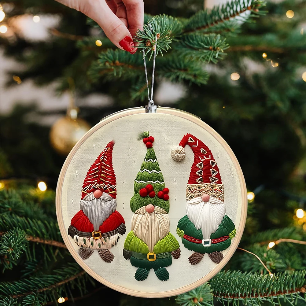 Embroidery Kit for Beginners with Pattern and Instruction Christmas Gnomes Embroidery Kits for Beginners Embroidery Hoop