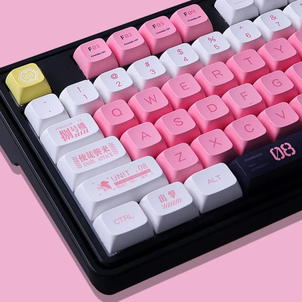 

Eva 08 Pink Keycap XDA PBT Keycap Thermal Sublimation Process Complete Set Of Mechanical Cross Switch Animation Anime Keycaps