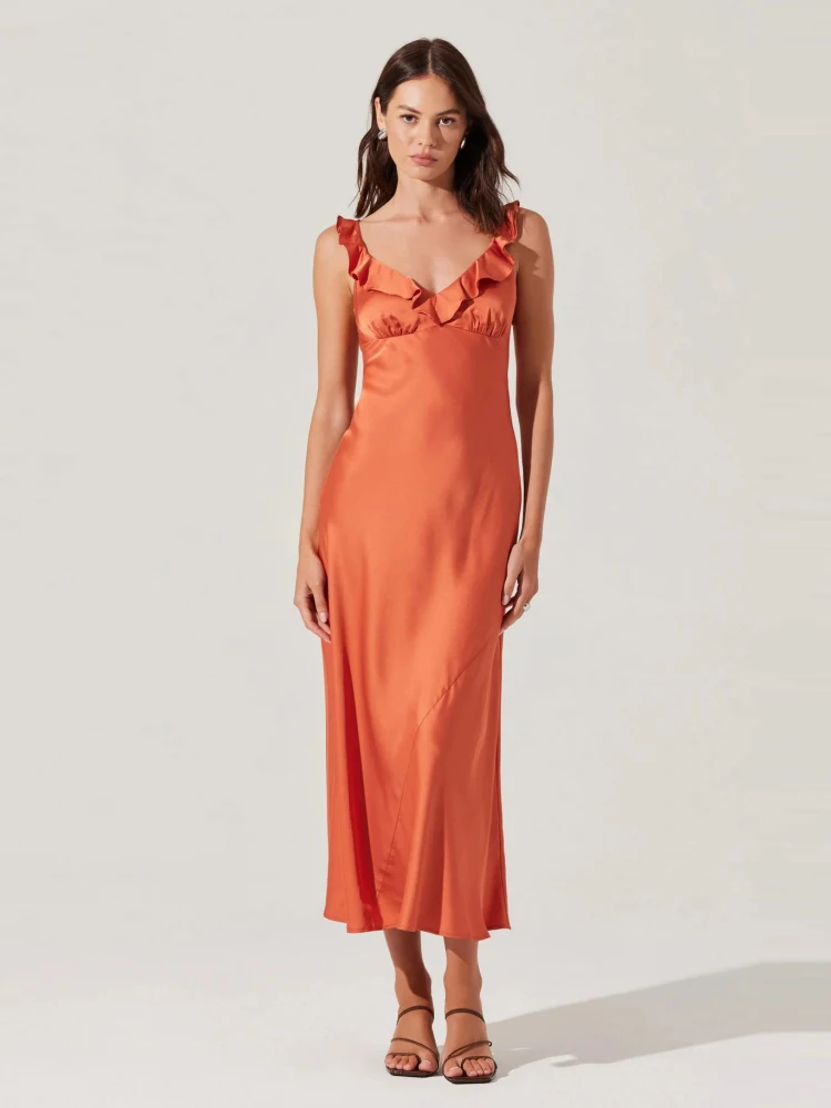 Seksowna Sukienka Midi Bez Rękawów z Dekoltem w Serek i Falbankami Damska Elegancka Letnia Sukienka Bez Pleców w Kwiaty Satynowa Wyszczuplająca Sukienka Wieczorowa Klubowa dla Gwiazd