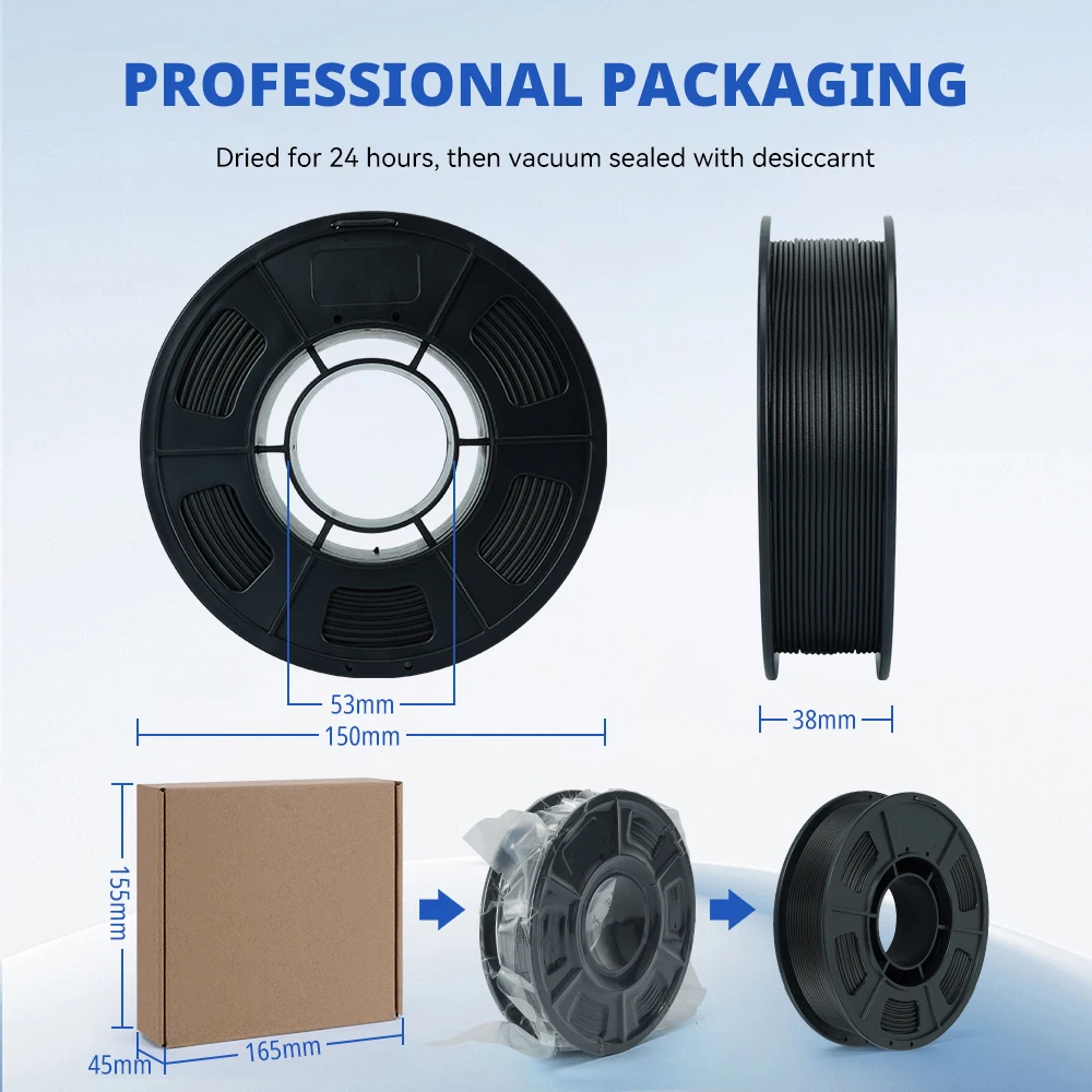 KINGROON Carbon Fiber PLA PETG Nylon Filament 1.75mm 0.3KG (NOT 1KG), High Strength PLA-CF PETG-CF PA-CF For 3D Printer, 300g view 5