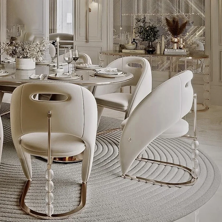 

6Pcs Modern Velvet Upholster Gold Stainless Steel Chair, for Hotel, Restaurant, Home