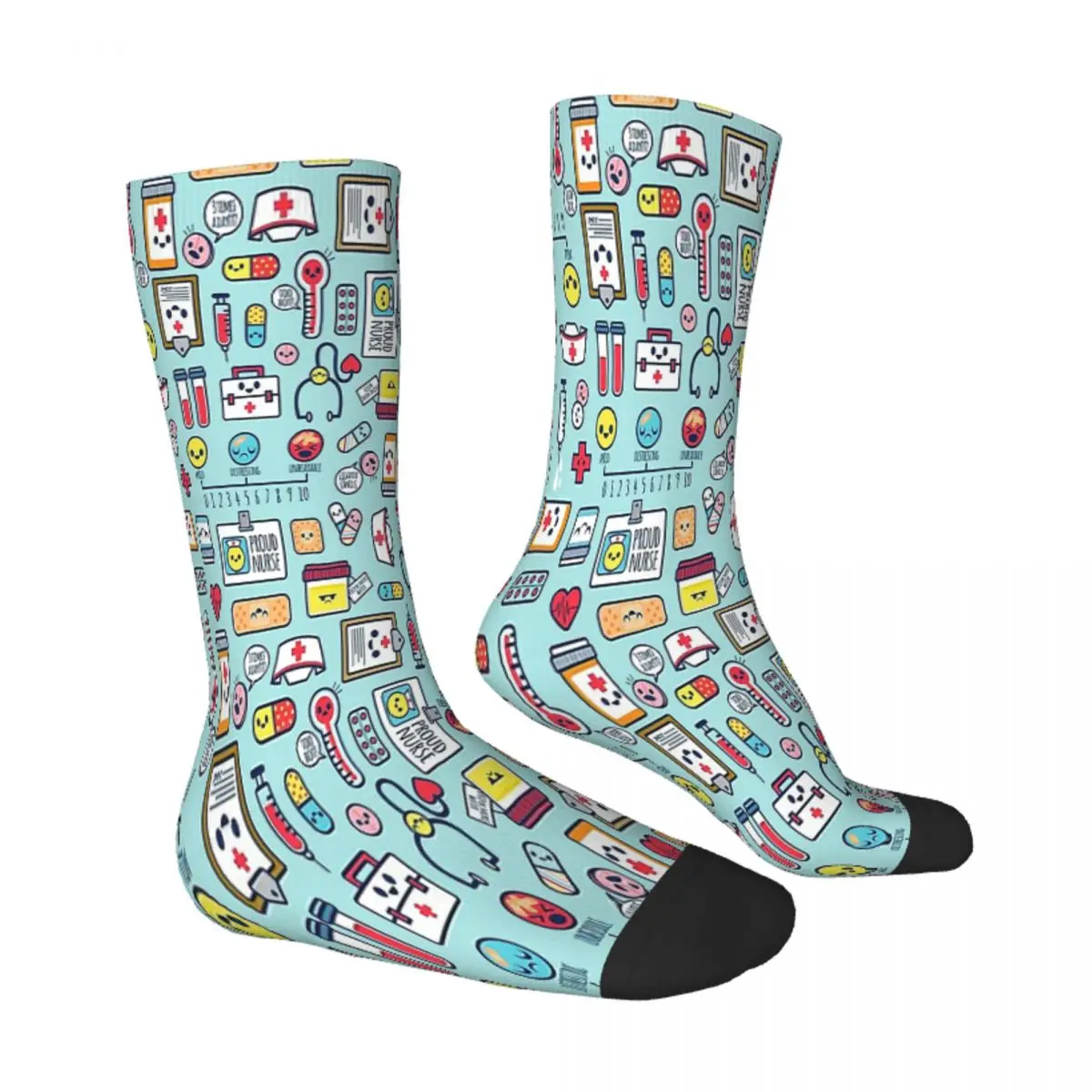 Proud Surface Pattern Design Blue Doctor Medical Nurse Hospital Socks Male Mens Women Autumn Stockings Harajuku