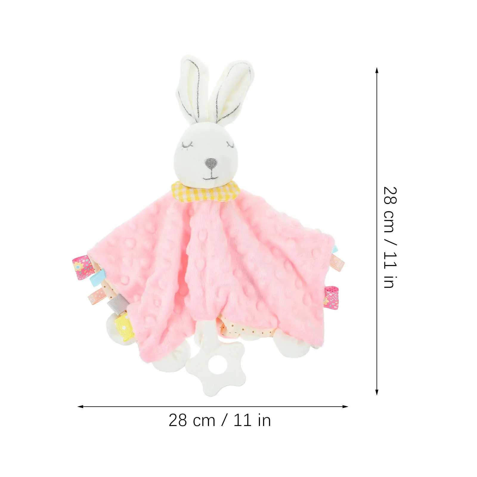 1Pcs Infant Tag Blanket Featuring Stuffed Rabbit Attachment Sensory Stimulating Comfort Towel for Anxiety Relief Teething