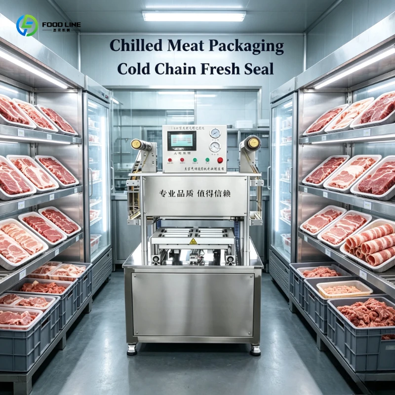 FL Automatic Modified Atmosphere Packing Sealer Machine, Vacuum Unit for Steak Freshness, Commercial Film Roll Kit for Meat