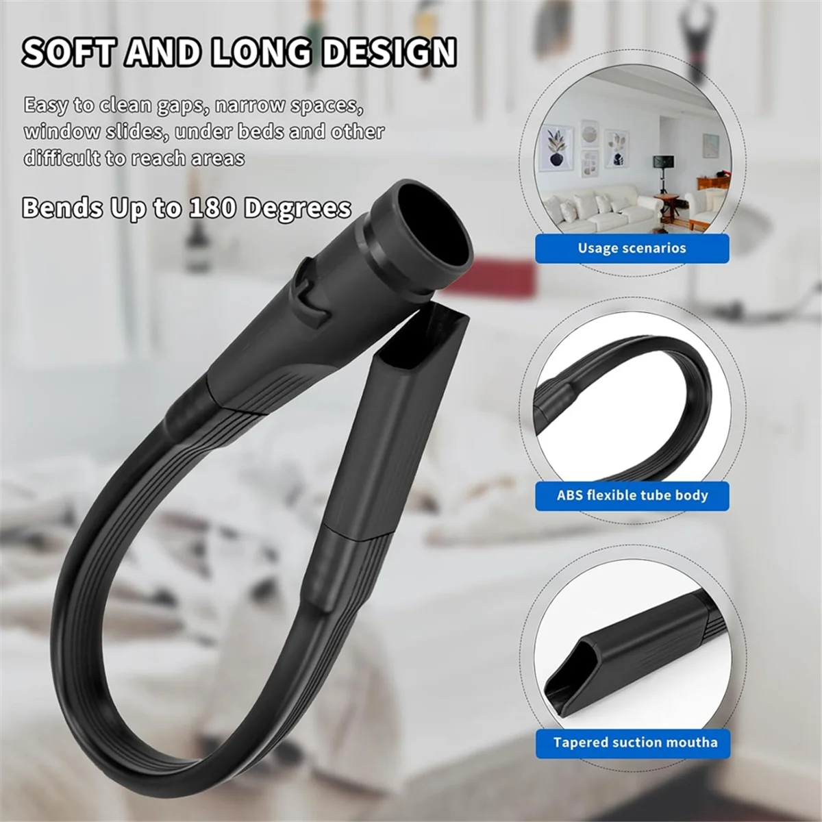 A58E-เครื่องดูดฝุ่นอุปกรณ์เสริมสําหรับ Dyson ยืดหยุ่นขยายรอยแยกหัวฉีด + ท่อขยายเหมาะสําหรับ Dyson V7 V8 V10V11V15