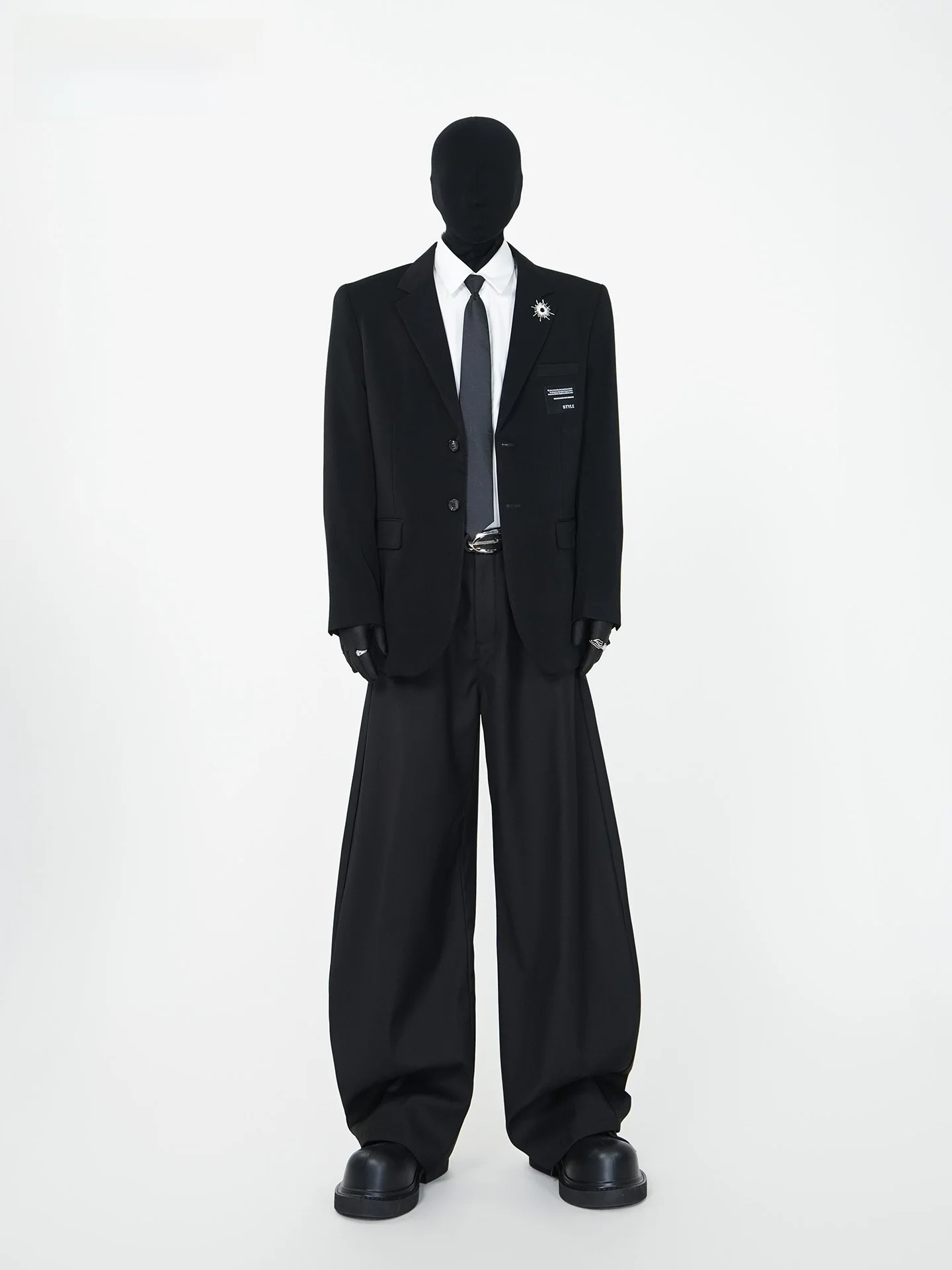 

High-Defn Men's Casual Suit Jaet oulder Pads Sun Chest Flower Loose College Sle Japanese Faion Polyester Fiber