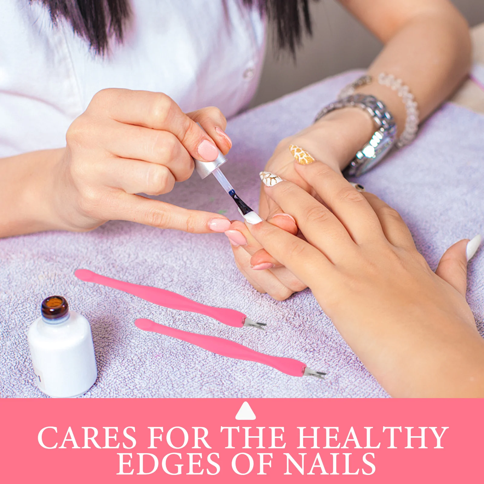 

24Pcs Cuticle Trimmer Stainless Steel Dead Skin Remover Fork Professional Nail Care Device for Home and Salon Use