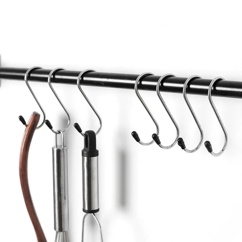 4Pcs/set S-Shape Hook Multi-function Hanging Hook for Clothes Bags Towels Home Kitchen Bathroom Storage Rack Stainless Steel
