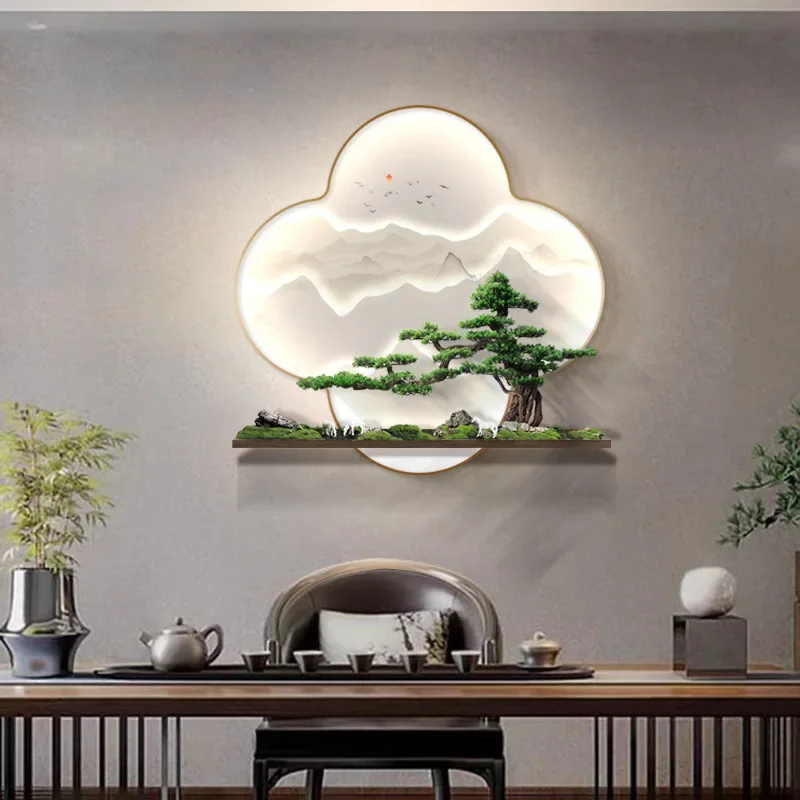 Entrance 5D three-dimensional relief decorative painting, new Chinese landscape painting opposite the door