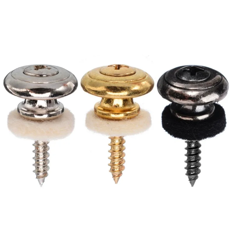 2 pièces Verrous de sangle de guitare et de basse en cuivre chromé, têtes champignon, boutons de fixation, argent/noir/argent, Nouveau