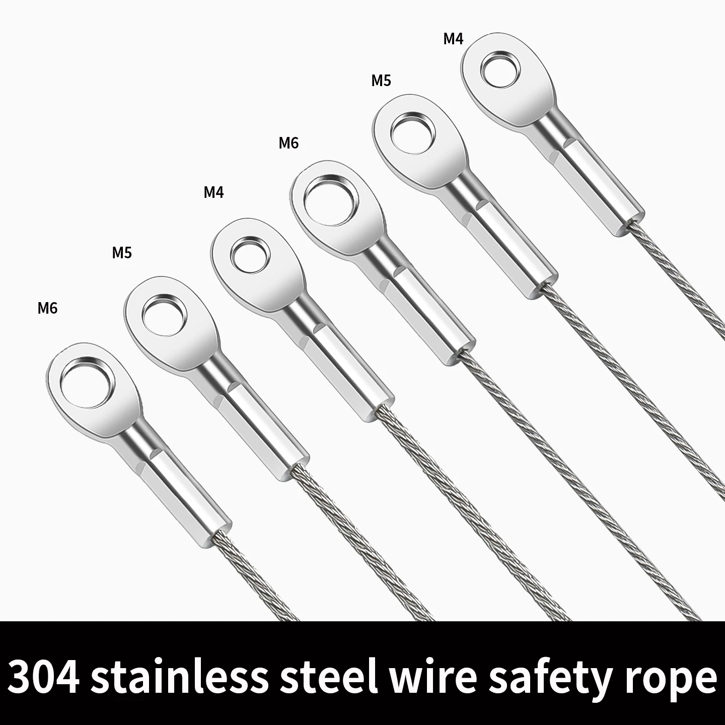 

1.5-2mm 304 stainless steel cable, safety rope, M4/M5/M6 fisheye terminal block, 7X7 metal rope fixing accessories